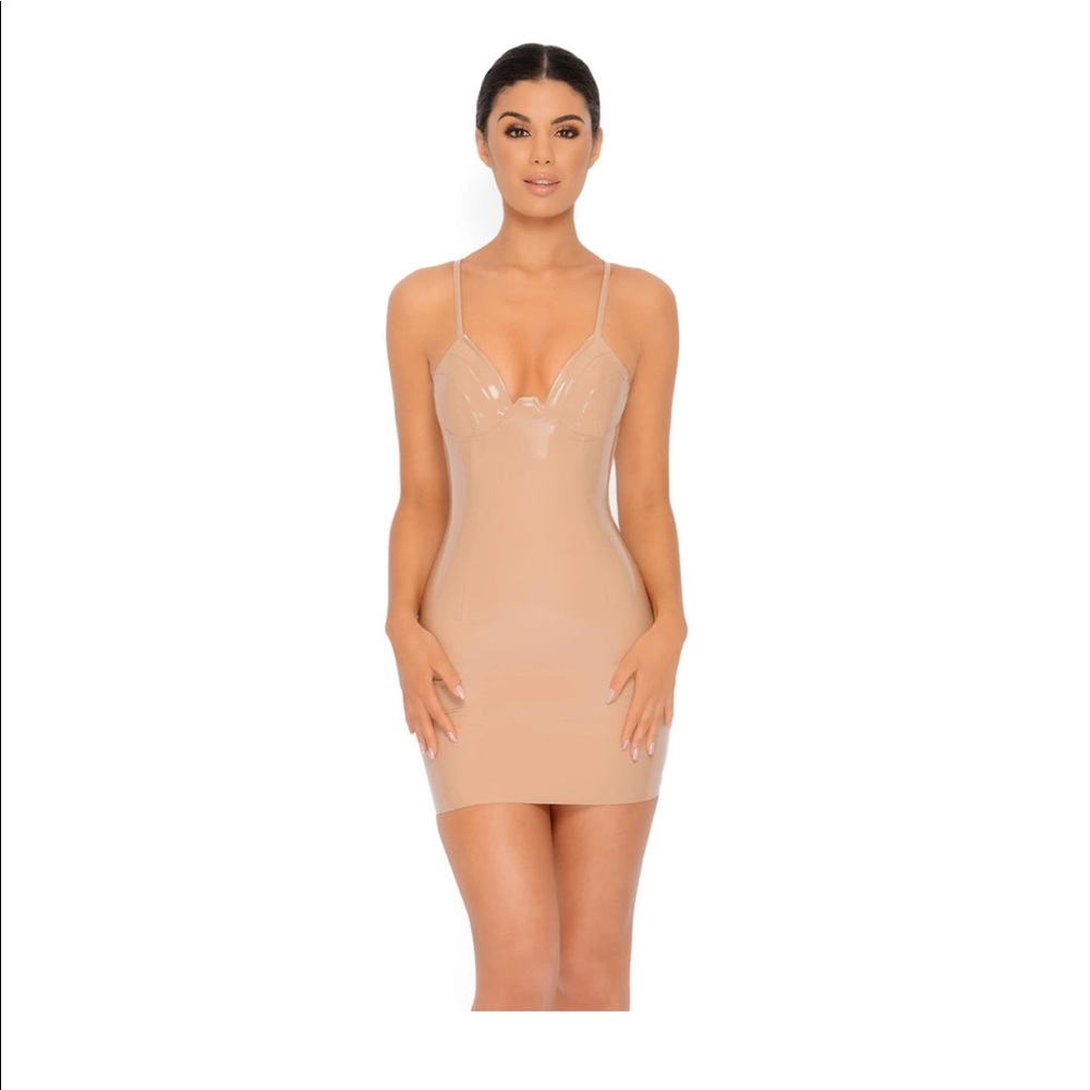 Latex nude tight dress